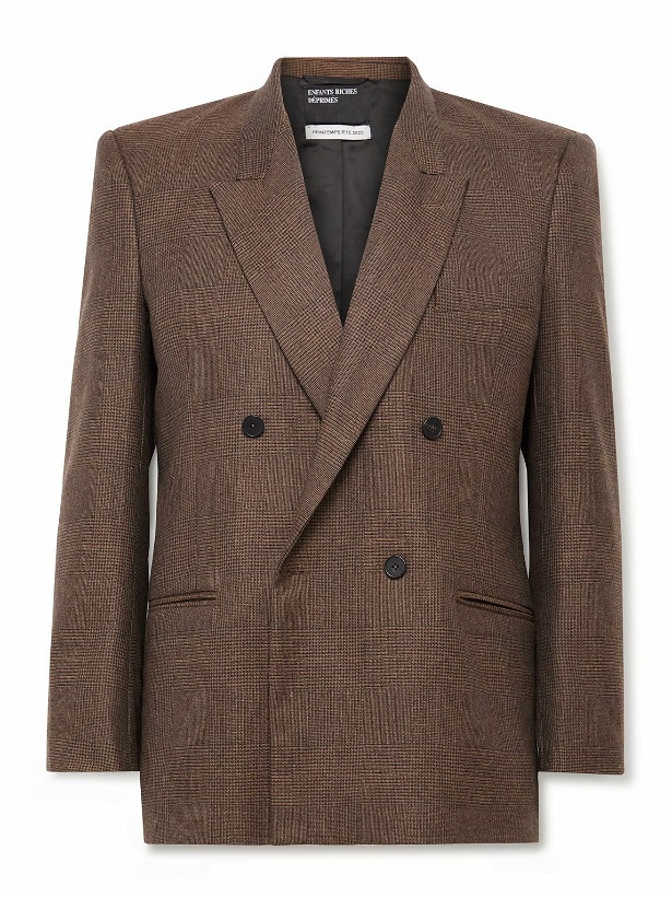 Photo: Enfants Riches Déprimés - Florence-Daytrip Double-Breasted Houndstooth Wool-Blend Blazer - Brown
