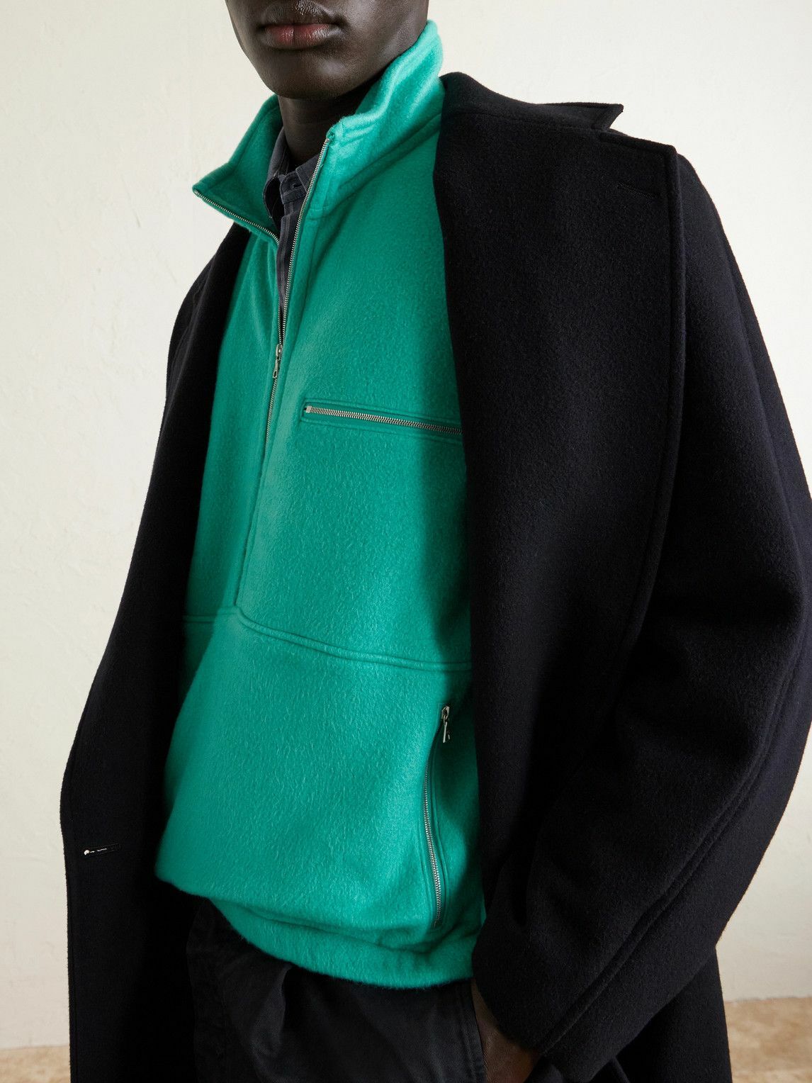 Auralee - Silk-Fleece Half-Zip Sweatshirt - Green Auralee