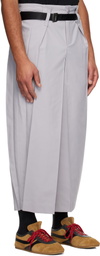 132 5. ISSEY MIYAKE Gray Flat Square Trousers
