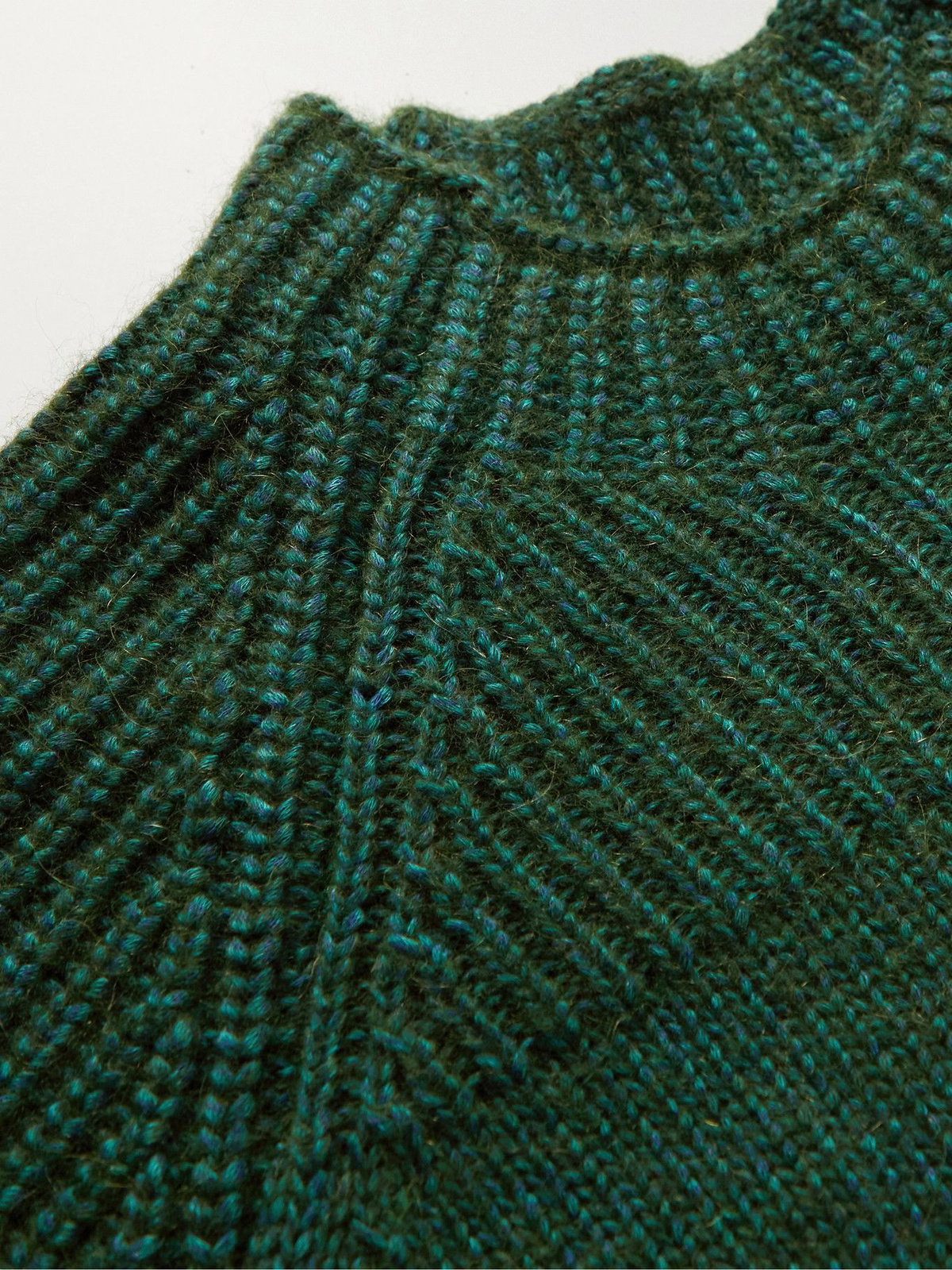 Paul Smith - Gents Ribbed Cotton-Blend Mock-Neck Sweater - Green 