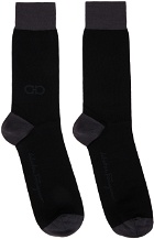 Ferragamo Black & Gray Gancini Socks