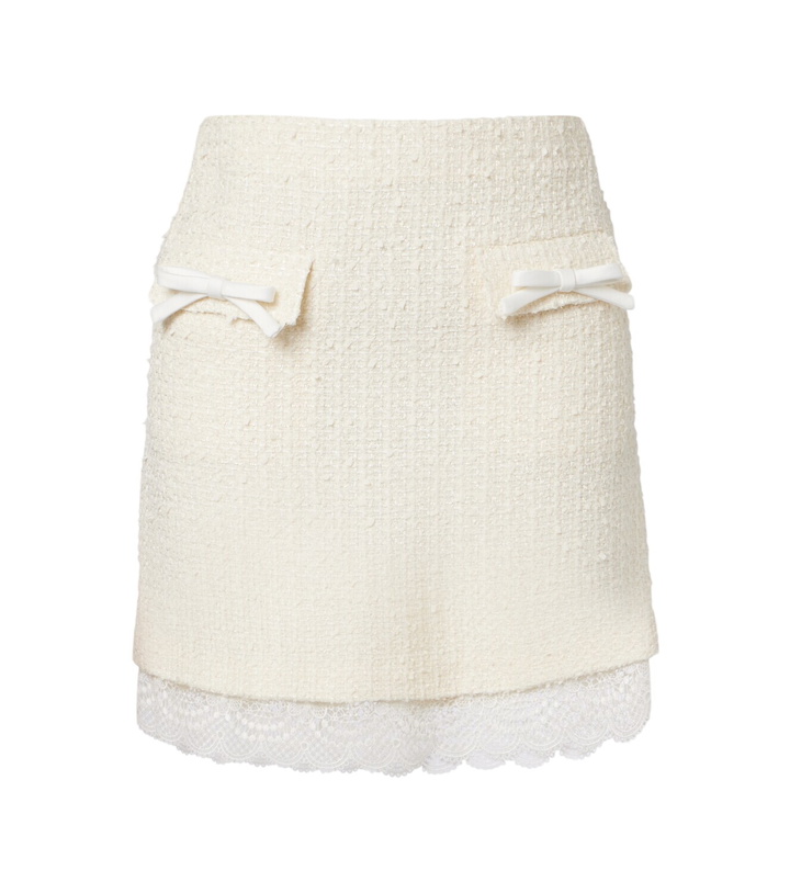 Photo: Self-Portrait Lace-trimmed bouclé miniskirt