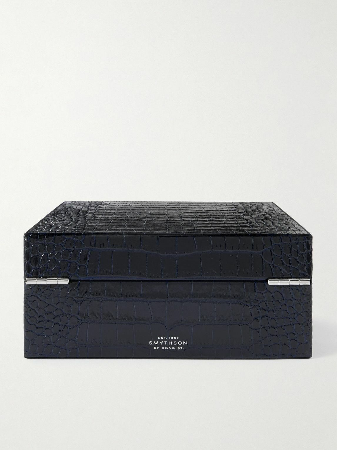 Smythson - Mara Croc-Effect Leather Six-Piece Watch Box