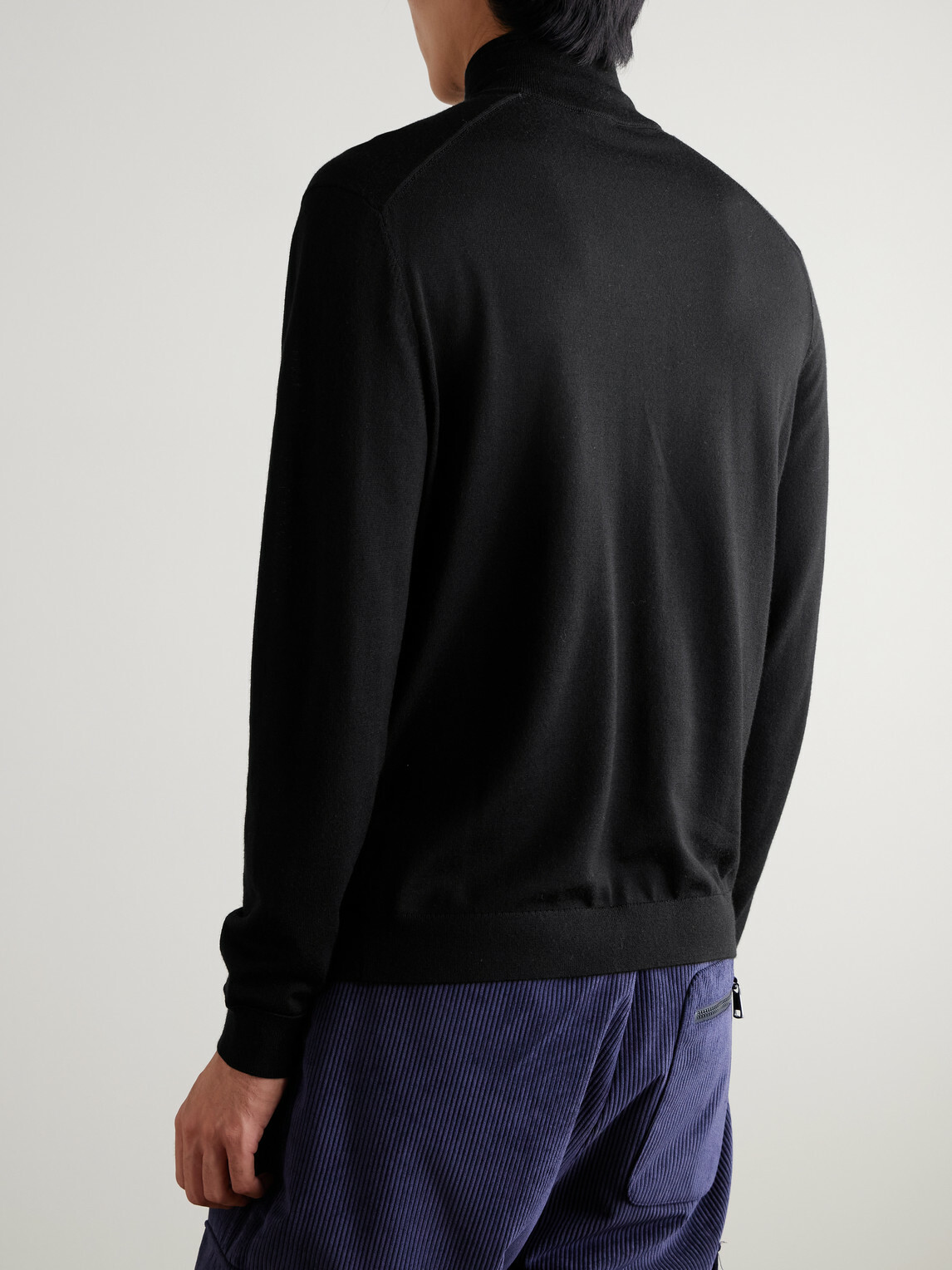 BOGNER - Oscar Virgin Wool Zip-Up Cardigan - Black