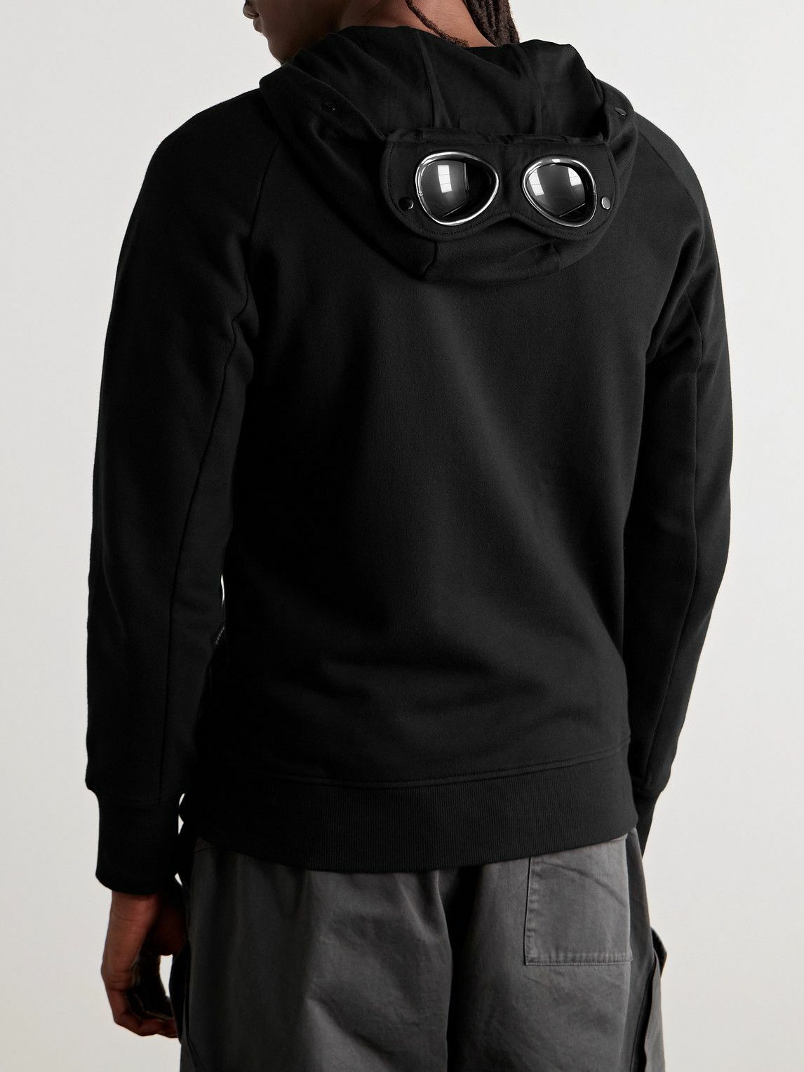C.P. Company - Goggle Logo-Appliquéd Cotton-Jersey Zip-Up Hoodie - Black