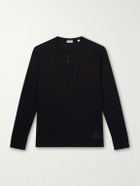 Burberry - Logo-Embroidered Ribbed Cotton-Blend Jersey T-Shirt - Black