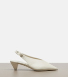 Loewe Origami Cubic leather slingback pumps