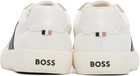 BOSS White Low-Top Suede Trim Sneakers