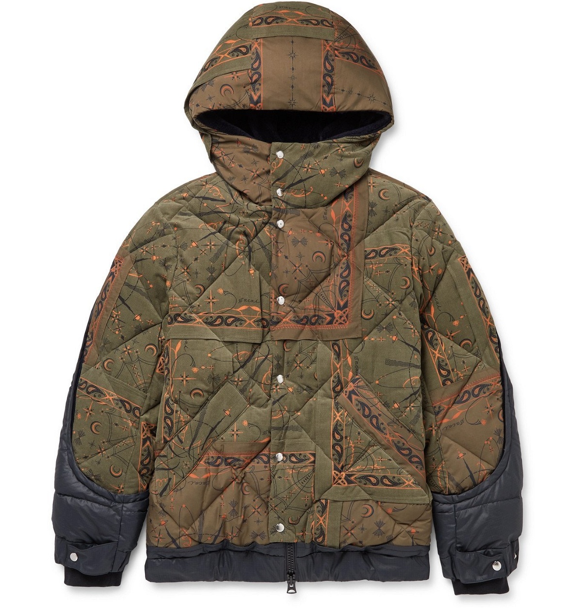 Sacai - Dr. Woo Hooded Bandana-Print Quilted Cotton-Corduroy and 