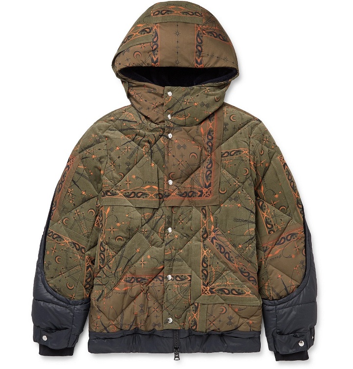 Photo: Sacai - Dr. Woo Hooded Bandana-Print Quilted Cotton-Corduroy and Shell Jacket - Green