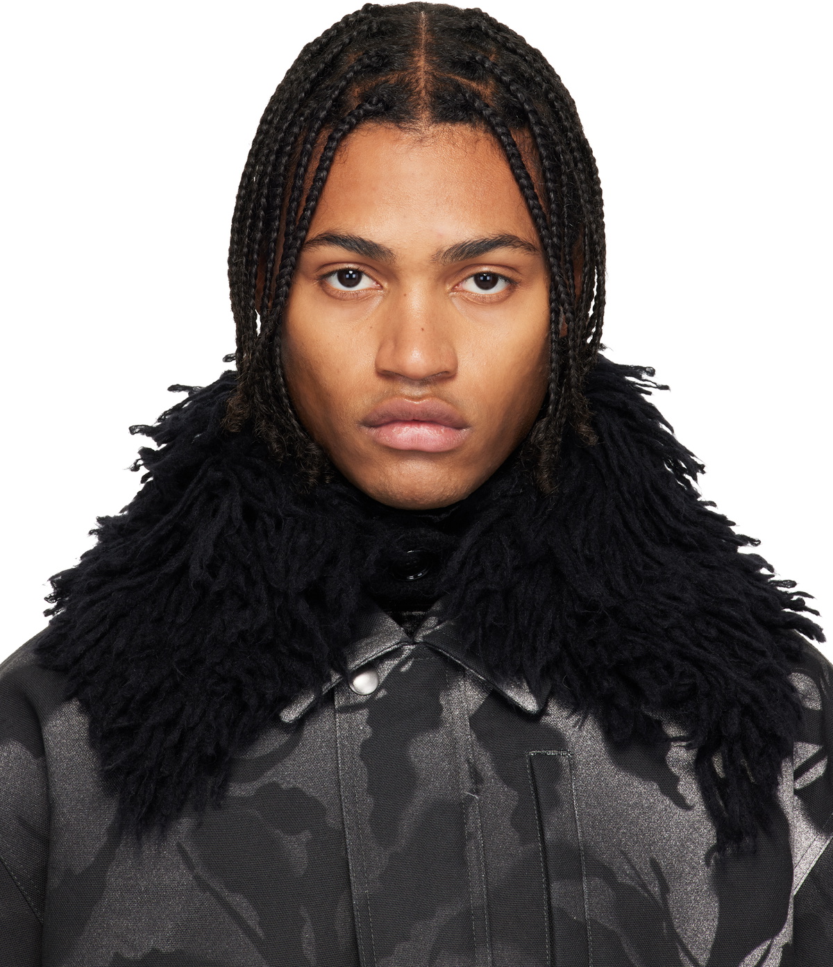 Black Shag-Knit Collar by Dries Van Noten on Sale