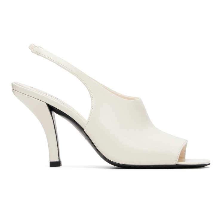 Photo: TOTEME Off-White Contour Naplack Slingback Heeled Sandals