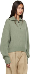 Wooyoungmi Green Half-Zip Sweater