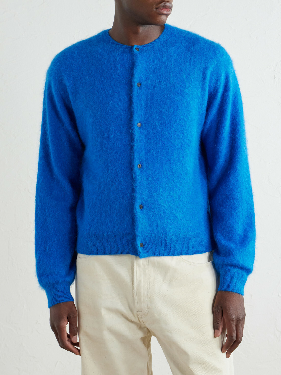 Auralee - Garment-Dyed Alpaca Cardigan - Blue