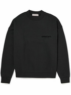 FEAR OF GOD ESSENTIALS - Logo-Flocked Cotton-Blend Jersey Sweatshirt - Black