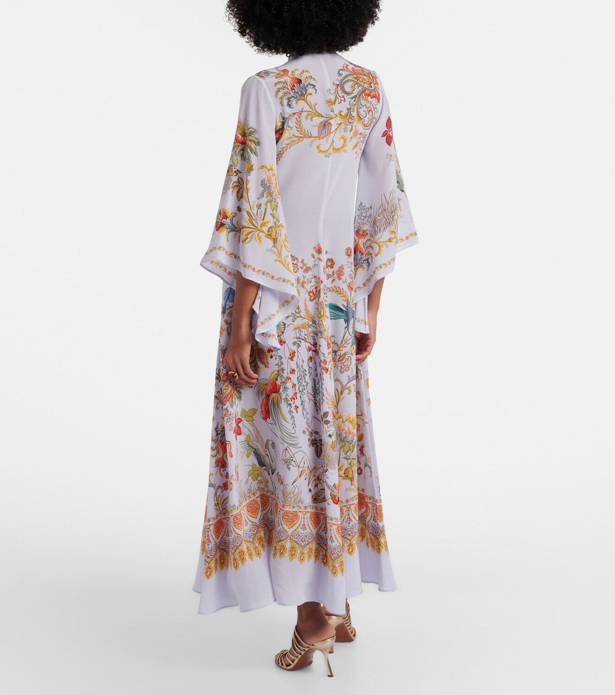 Etro Scarf-detail floral silk maxi dress