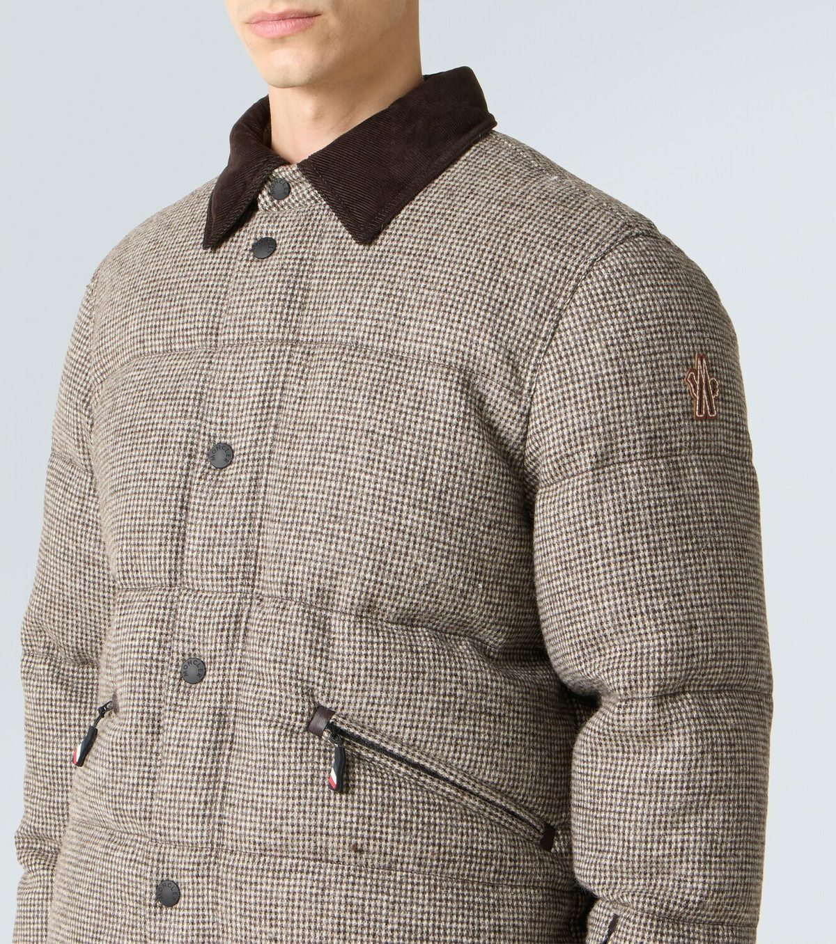Moncler Grenoble Elgon houndstooth wool down ski jacket