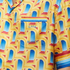 Casablanca Men's L'Arche De Jour Short Sleeve Silk Shirt in Yellow/Blue/Red