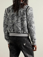 AMIRI - Faux Leather-Trimmed Brushed Wool and Alpaca-Blend Varsity Jacket - Gray