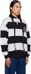 MSGM Gray Striped Long Sleeve Polo