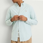 Polo Ralph Lauren Men's Button Down Stripe Oxford Shirt in Hillside Green/White