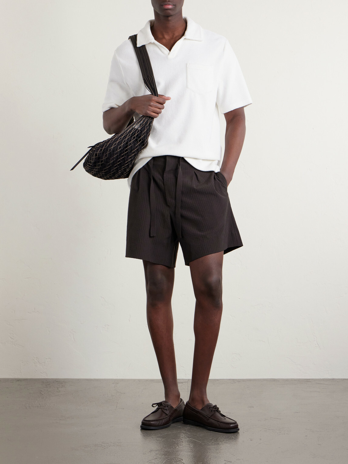 Mr P. - Cotton and Silk-Blend Terry Polo Shirt - Neutrals