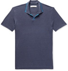 Orlebar Brown - Felix Slim-Fit Contrast-Tipped Linen-Piqué Polo Shirt - Blue