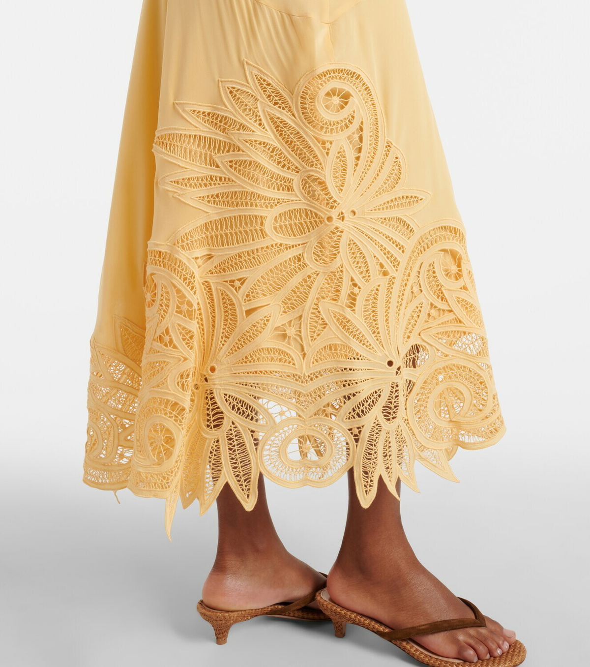 Ulla Johnson Idra lace-trimmed silk midi dress