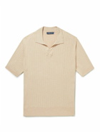 Frescobol Carioca - Rino Ribbed Cotton and Silk-Blend Polo Shirt - Neutrals