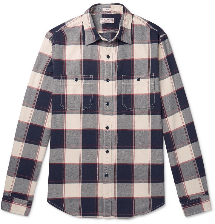 Photo: J.Crew - Wallace & Barnes Slim-Fit Checked Cotton-Flannel Shirt - Blue