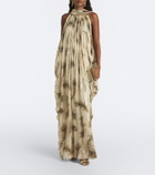 Zimmermann Ascent Burnout printed silk halterneck gown