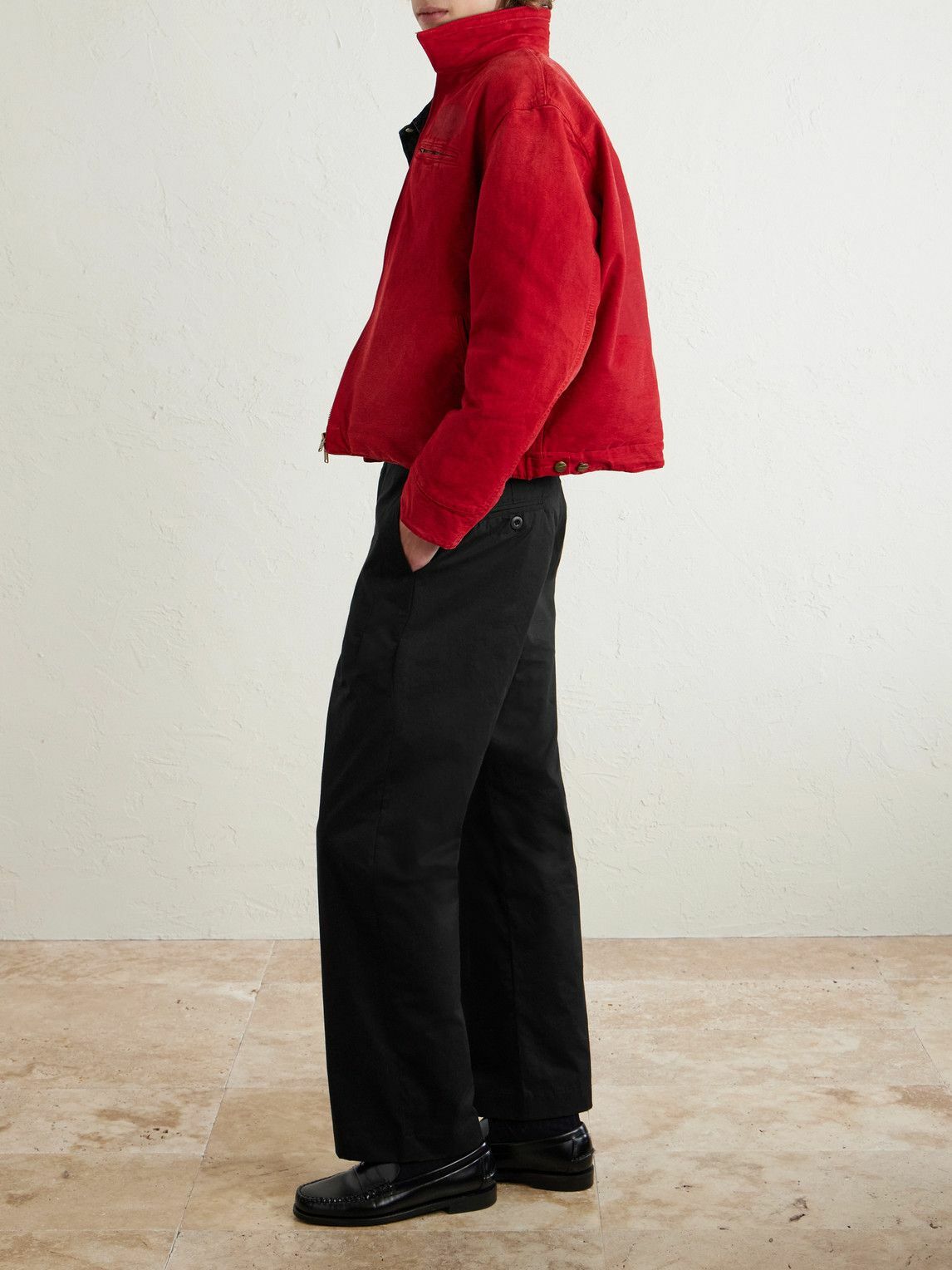 Cherry Los Angeles - Straight-Leg Cotton-Twill Chinos - Black