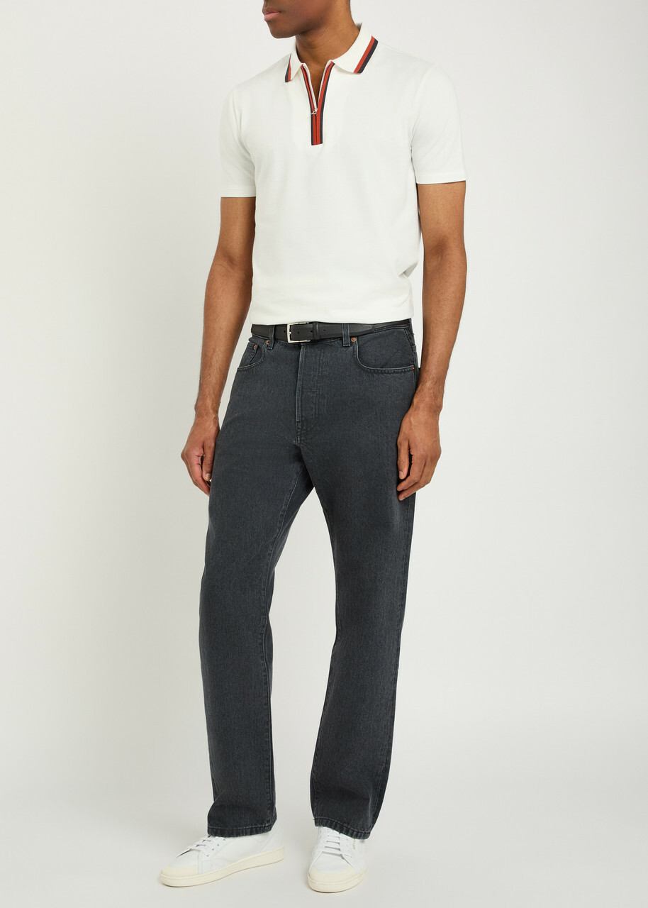 PS Paul Smith Striped-trim Stretch-cotton Polo Shirt White