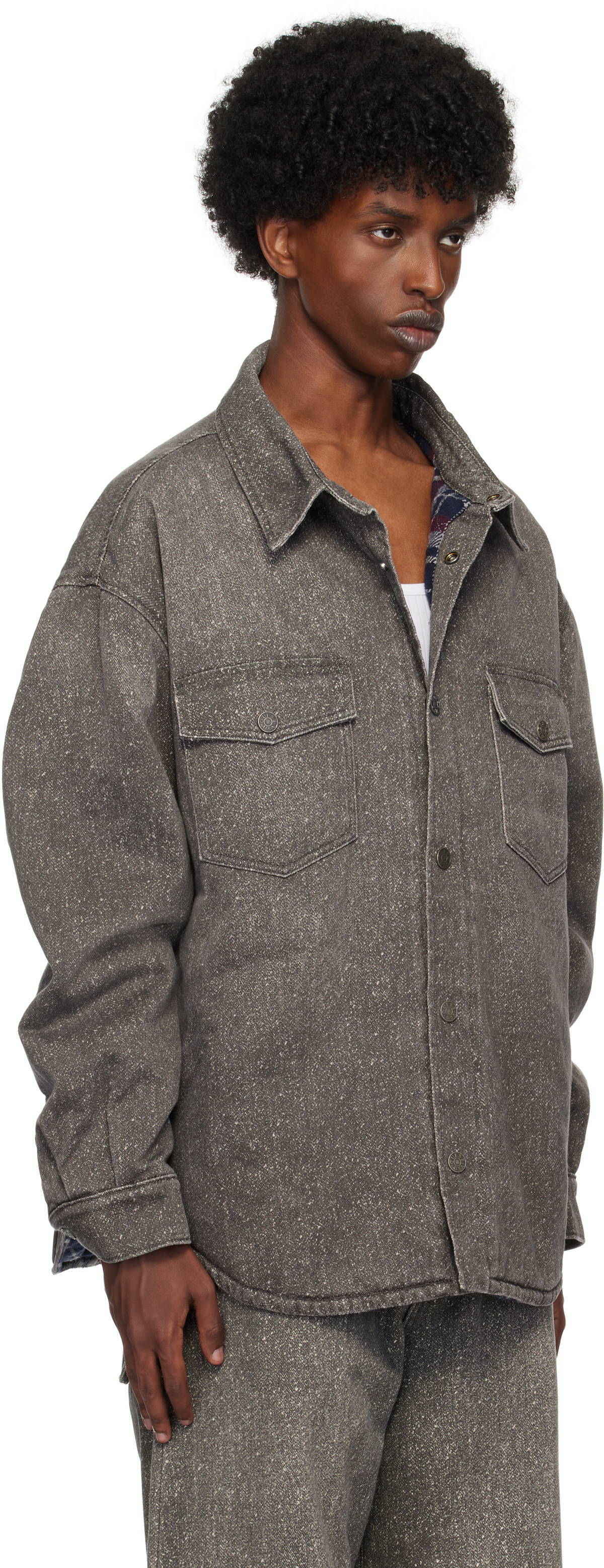GUESS USA Gray Printed Denim Overshirt