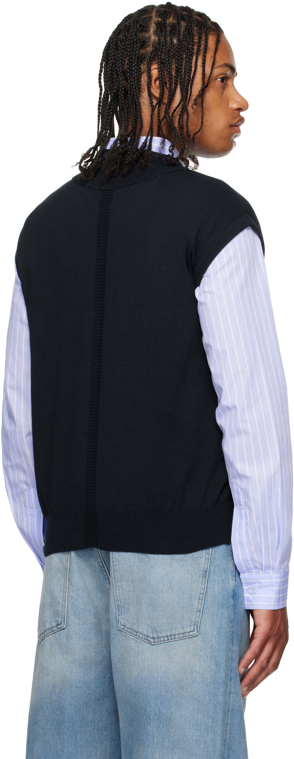 ABRA SSENSE Exclusive Navy Knitted Sweater Vest