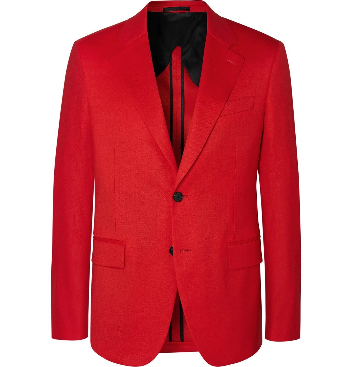 Photo: Versace - Red Slim-Fit Stretch-Wool Twill Suit Jacket - Red