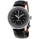 Breitling Navitimer Automatic 38 mm Black Dial Black Leather 5.3 -6.3 Inches Watch A17325241B1P2