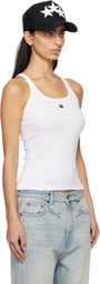 AMIRI White 'MA' Embroidered Ribbed Tank Top