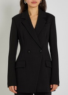 Another Tomorrow Double-breasted Fitted Jersey Blazer Black
