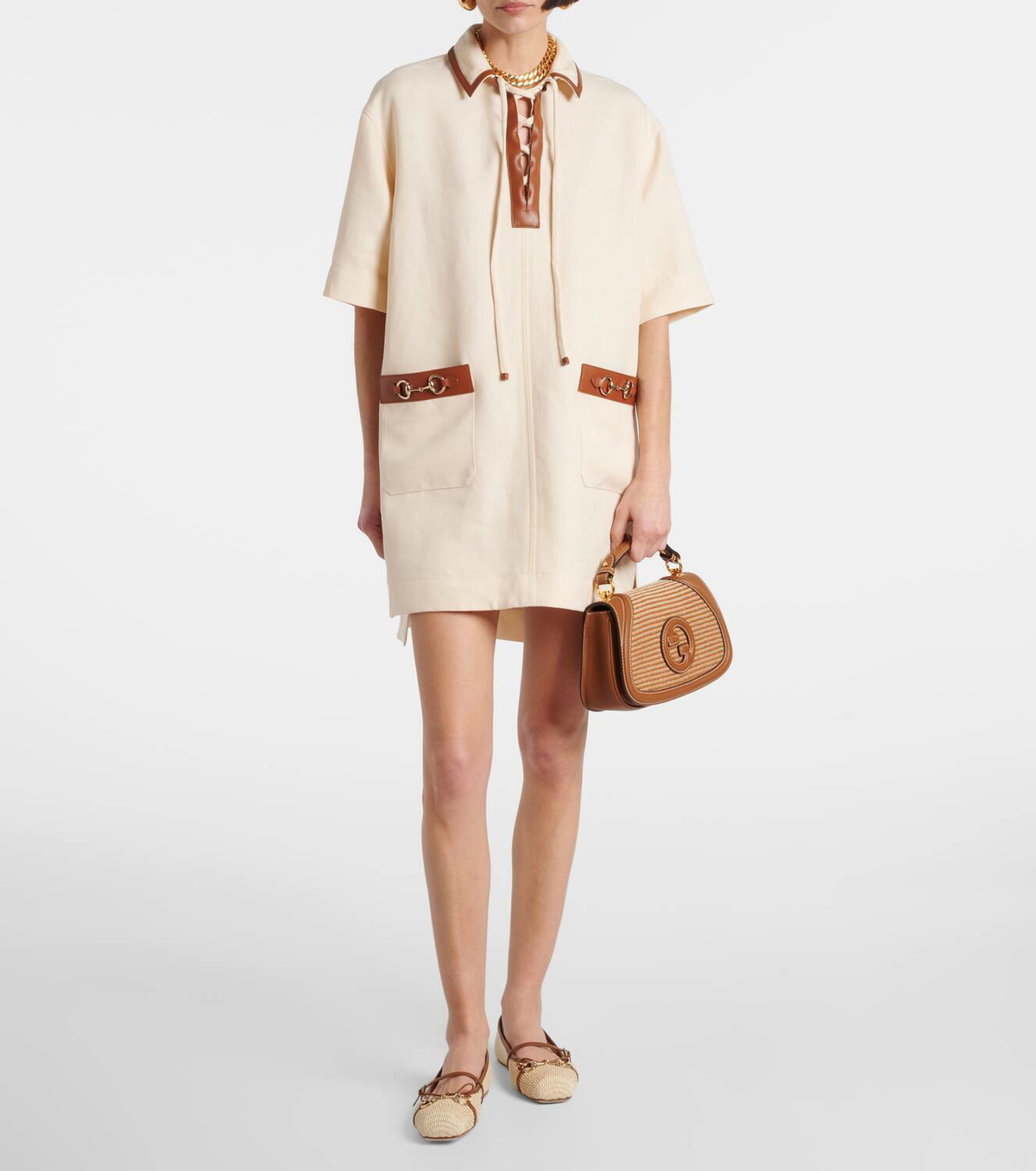 chinese dress ladies Gucci Flora Linen Tunic Dress – Recess main image 0