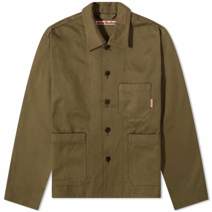 Photo: Acne Studios Men's Okey Cotton Twill Pink Label Jacket in Khaki Green