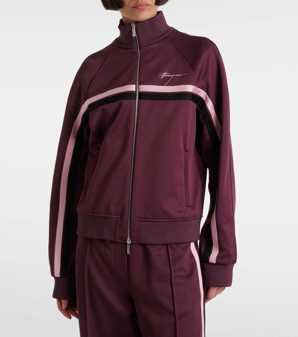 Ferragamo Logo striped jersey track jacket Salvatore Ferragamo