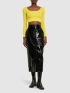 FERRARI - Patent Leather Pencil Midi Skirt