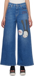 Stella McCartney Blue Little Black Bunny Jeans