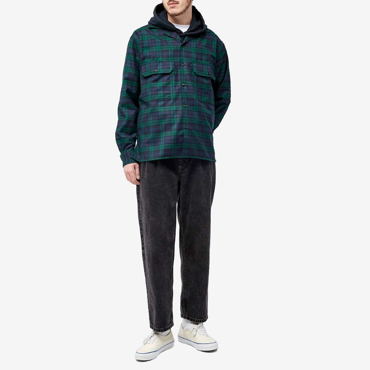 Reception Men's Work Overshirt in Black Watch Tartan