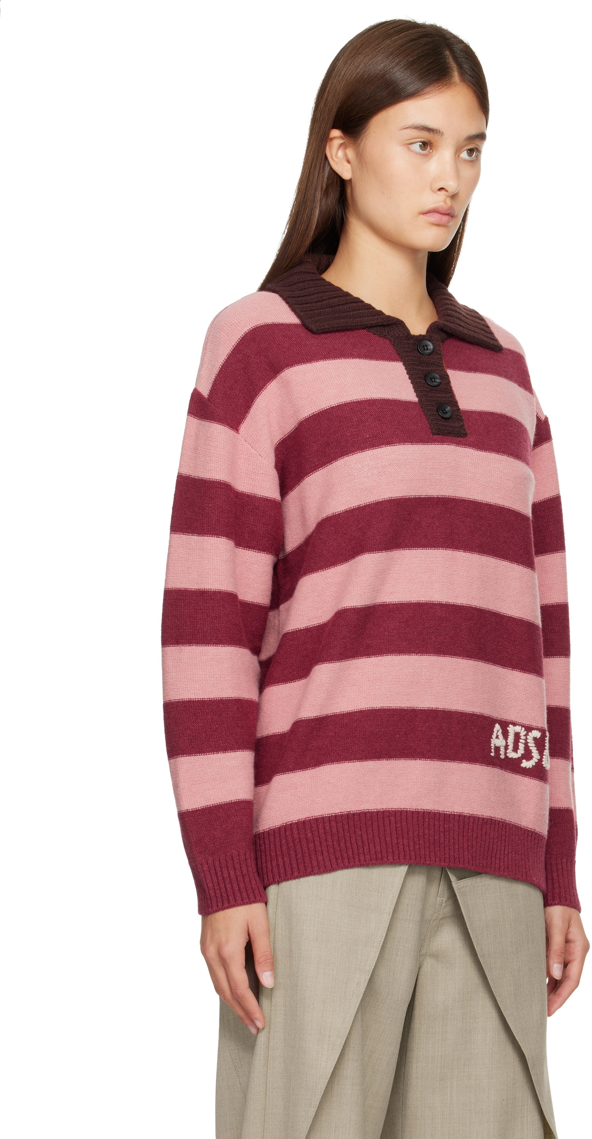 Andersson Bell Pink Loose-Fit Stripe Collar Polo