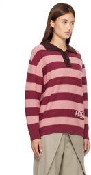 Andersson Bell Pink Loose-Fit Stripe Collar Polo