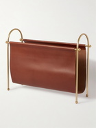 SOHO HOME - Meard Full-Grain Leather and Burnished Brass Magazine Rack