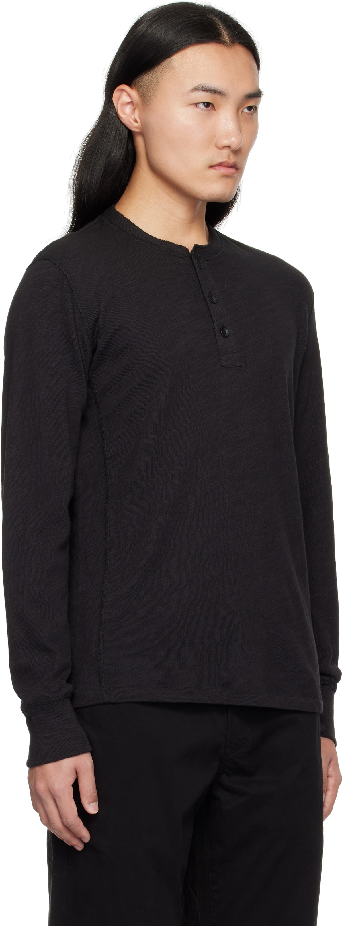 rag & bone Black Classic Flame Henley