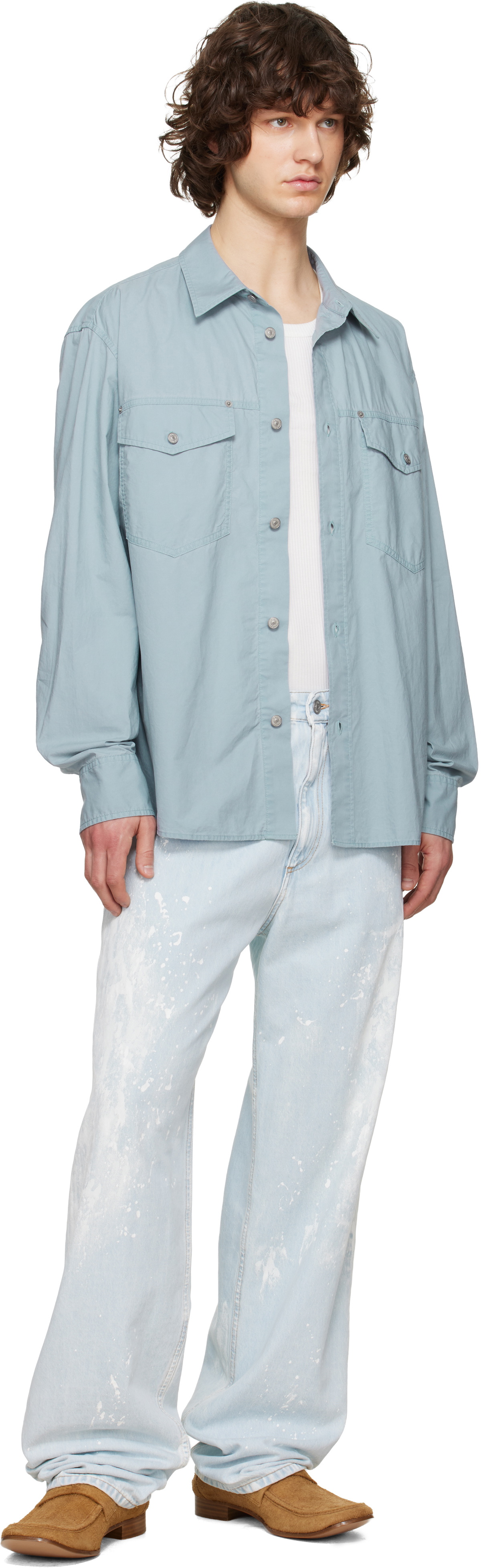 MM6 Maison Margiela Blue Paint Splatter Jeans